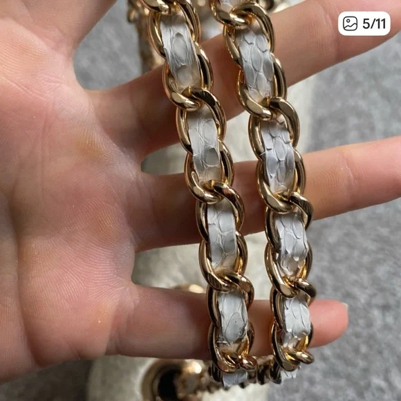 Genuine python quilted 2.55 ivory chain handbag - Picture 5 of 10